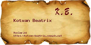 Kotvan Beatrix névjegykártya